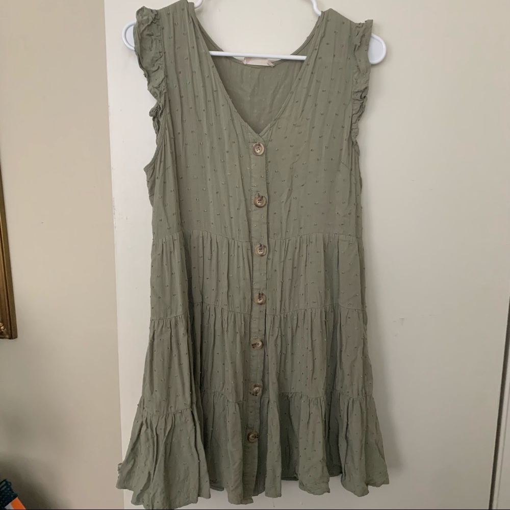 Altar’d State Pastel Green Button-down Dress. Size Large
